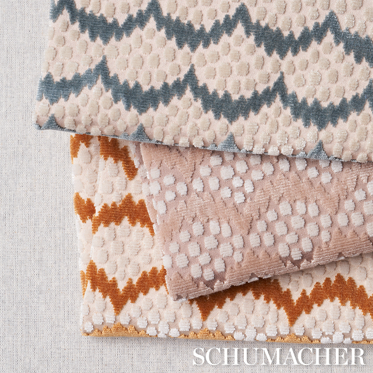 Schumacher Pollen Cut Velvet Ochre Fabric 181421