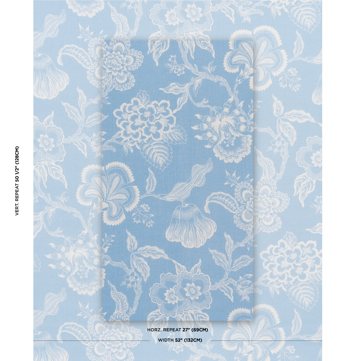 Schumacher Hothouse Flowers Silhouette Bliss Blue Fabric 181481