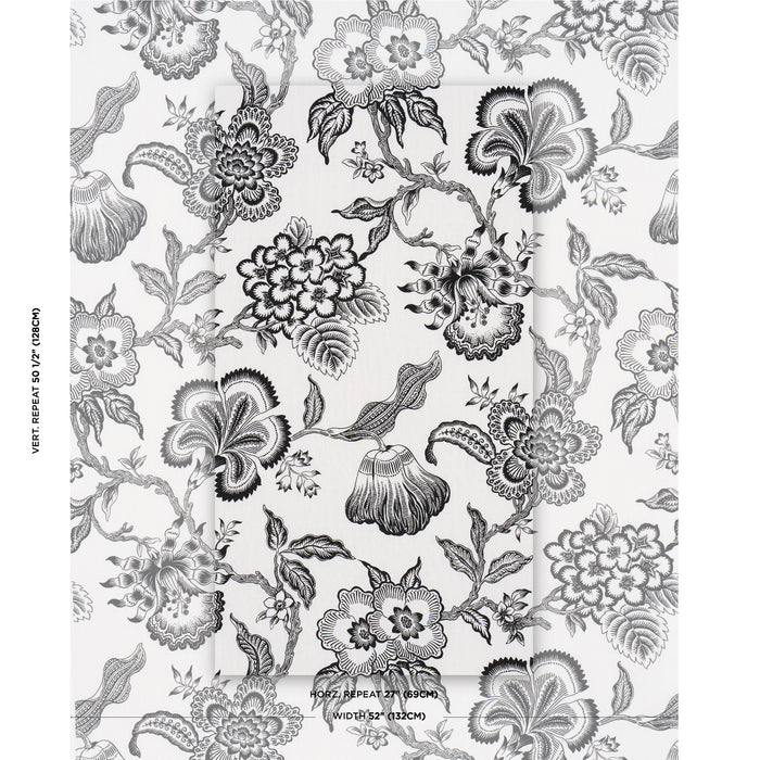 Schumacher Hothouse Flowers Silhouette Black & White Fabric 181482