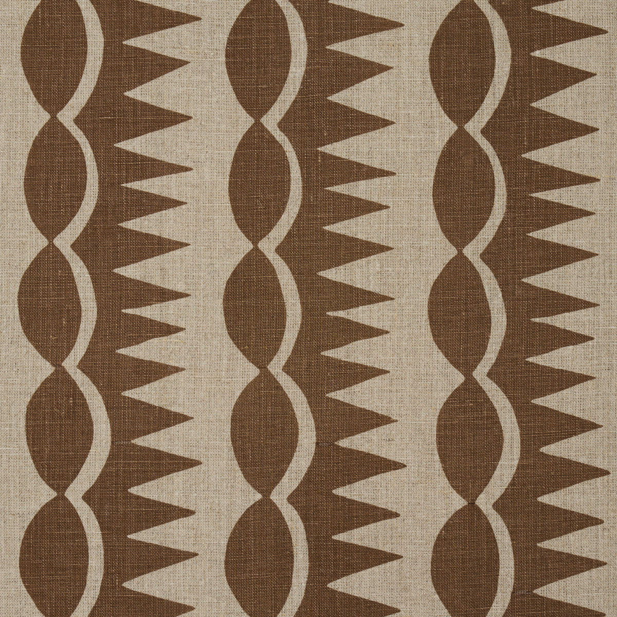 Schumacher Dagger Stripe Brown On Natural Fabric 181530