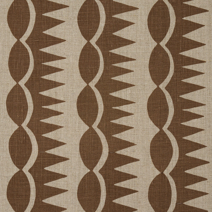 Schumacher Dagger Stripe Brown On Natural Fabric Sample 181530