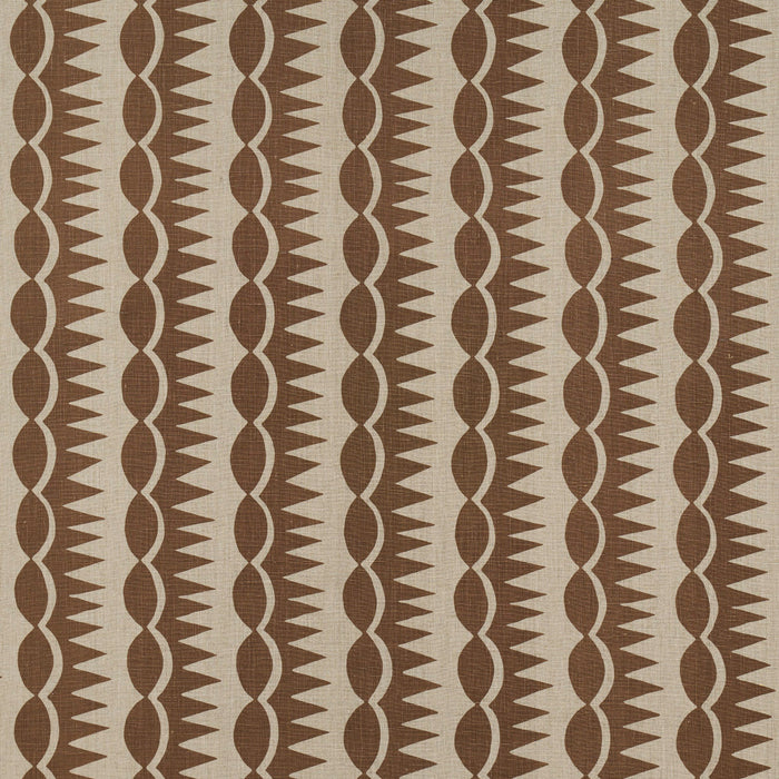 Schumacher Dagger Stripe Brown On Natural Fabric Sample 181530