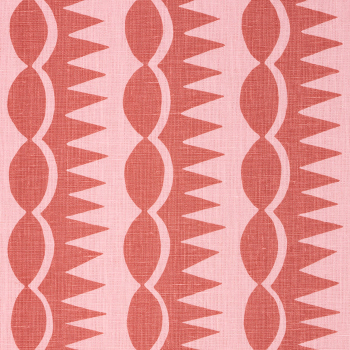 Schumacher Dagger Stripe Red On Pink Fabric Sample 181531