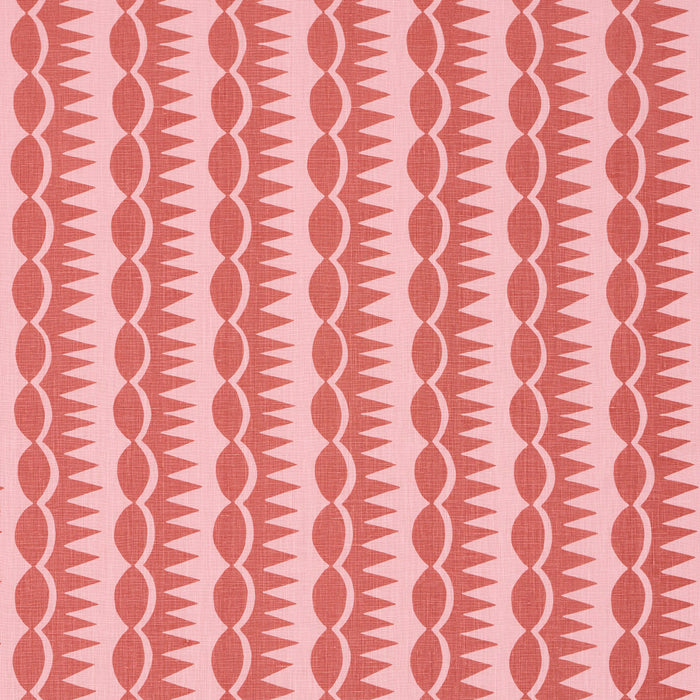 Schumacher Dagger Stripe Red On Pink Fabric Sample 181531