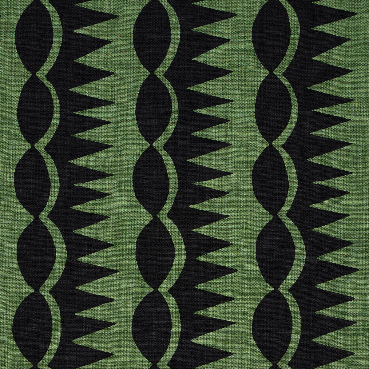 Schumacher Dagger Stripe Black On Green Fabric 181532