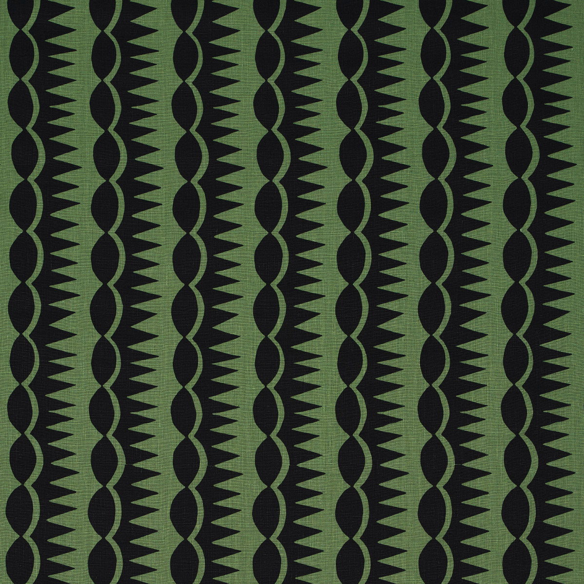 Schumacher Dagger Stripe Black On Green Fabric 181532