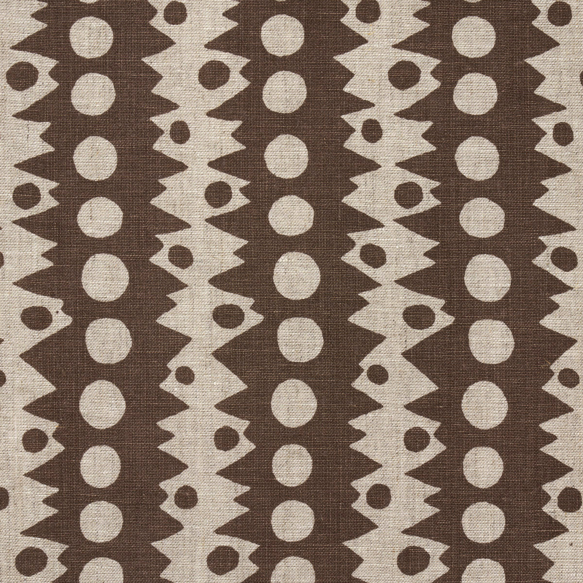 Schumacher Trickledown Brown On Natural Fabric Sample 181553