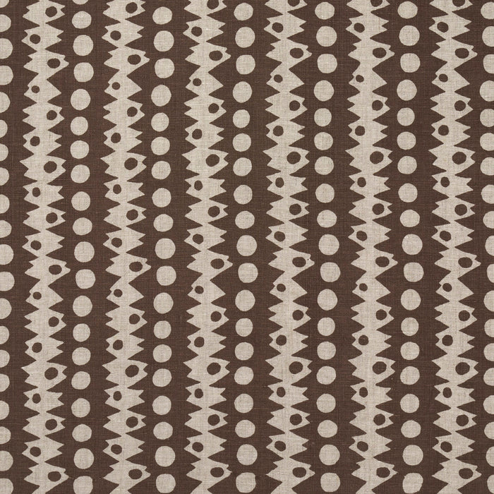 Schumacher Trickledown Brown On Natural Fabric Sample 181553