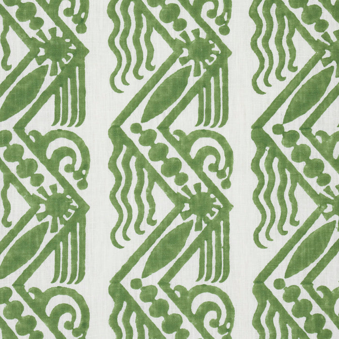 Schumacher Venetian Zig Zag Block Print Green Fabric Sample 181560