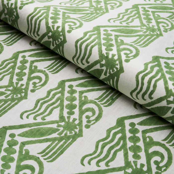 Schumacher Venetian Zig Zag Block Print Green Fabric 181560