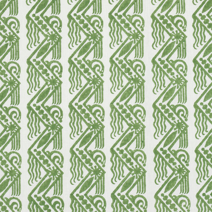 Schumacher Venetian Zig Zag Block Print Green Fabric Sample 181560