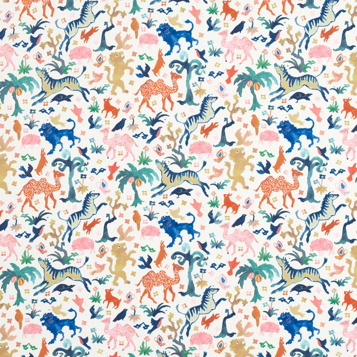 Schumacher Beasts Indoor/Outdoor Multi On Ivory Fabric 181590