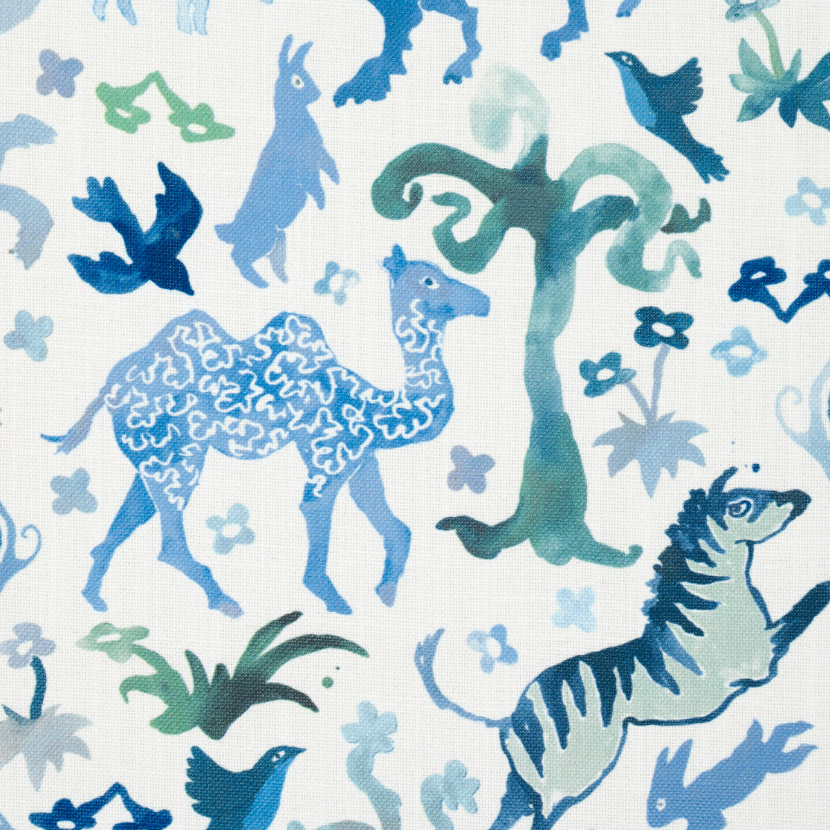 Schumacher Beasts Indoor/Outdoor Blue And Green Fabric Sample 181591