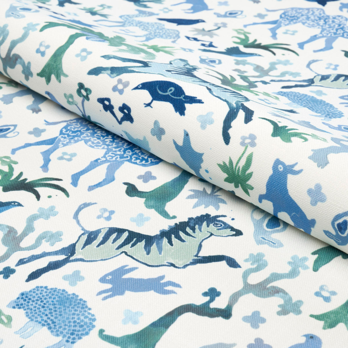 Schumacher Beasts Indoor/Outdoor Blue And Green Fabric 181591