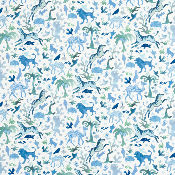 Schumacher Beasts Indoor/Outdoor Blue And Green Fabric Sample 181591