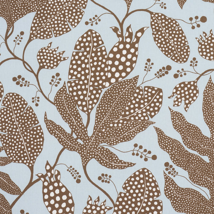 Schumacher Polka Dot Jungle Brown & Sky Fabric Sample 181650