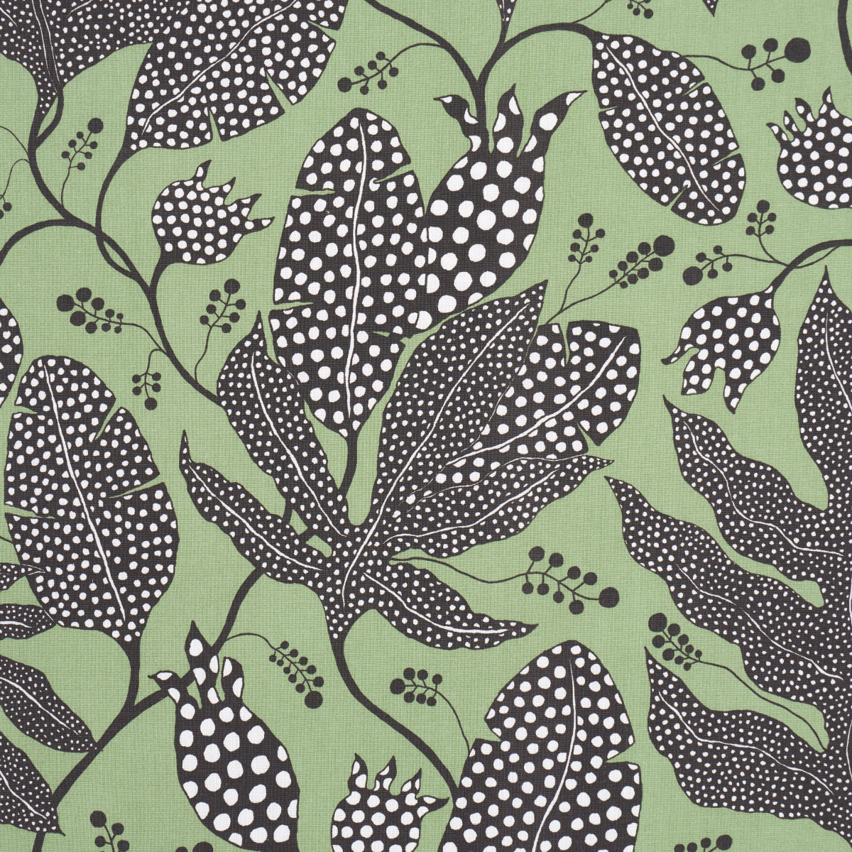 Schumacher Polka Dot Jungle Black & Green Fabric 181651