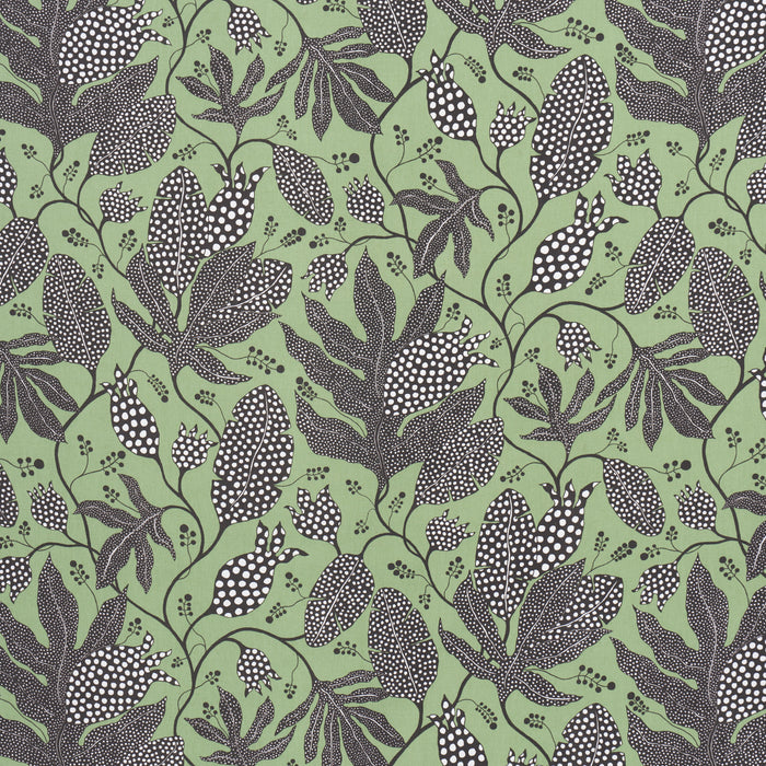 Schumacher Polka Dot Jungle Black & Green Fabric 181651