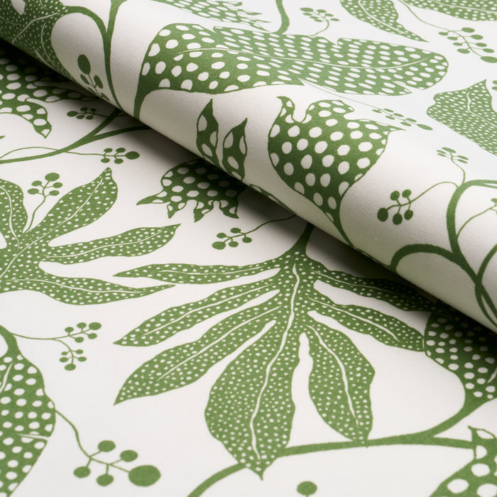 Schumacher Polka Dot Jungle Green & Ivory Fabric Sample 181652