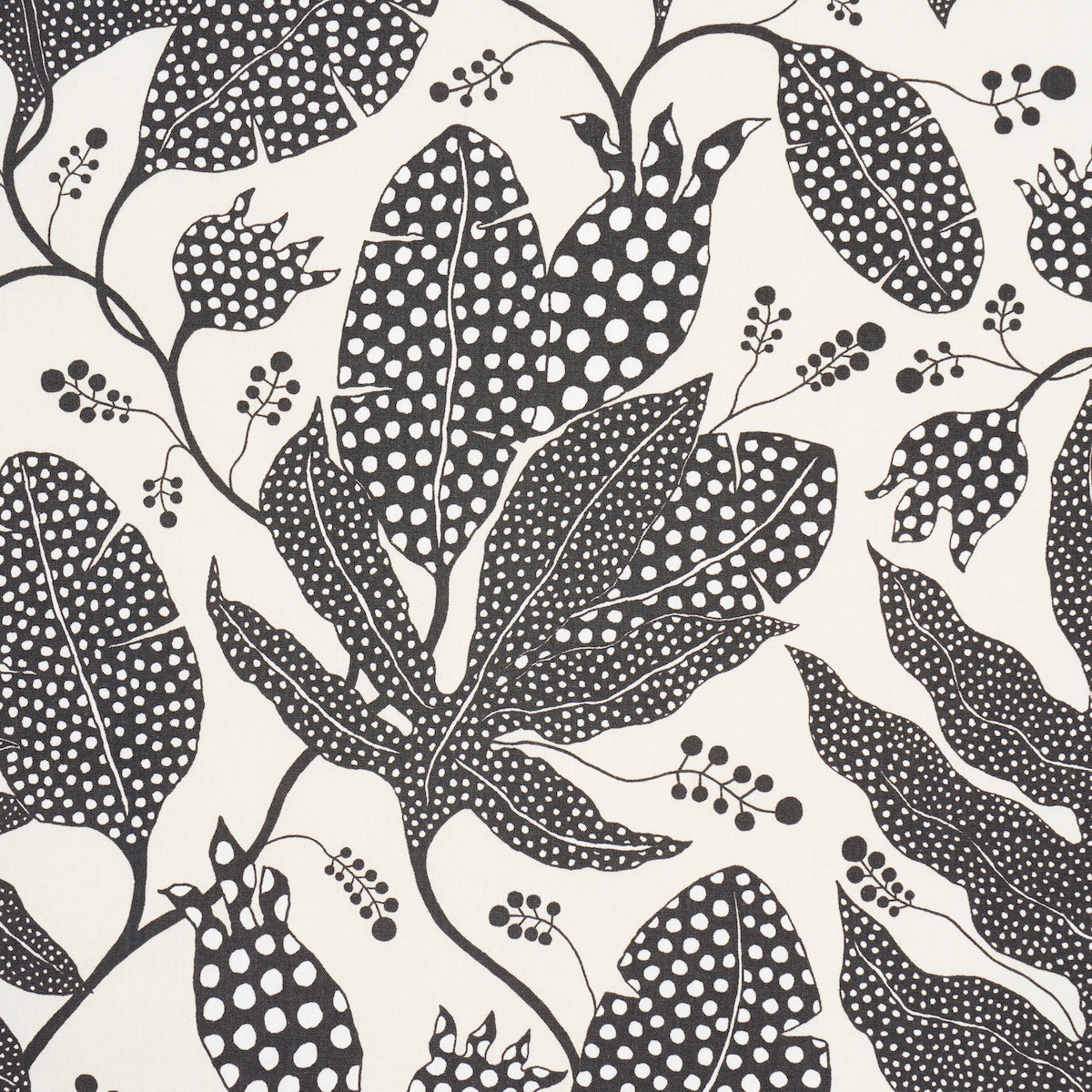 Schumacher Polka Dot Jungle Black & Cream Fabric Sample 181653