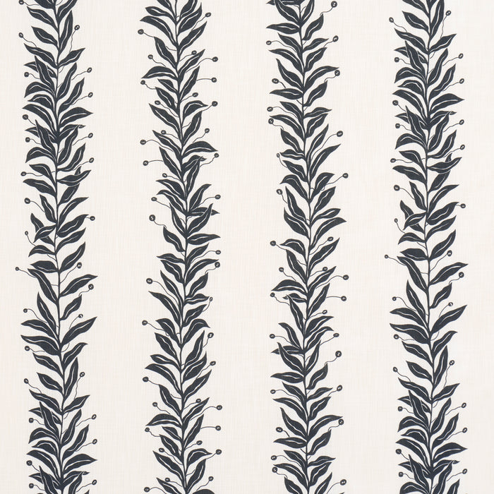 Schumacher Tendril Stripe Indoor/Outdoor Black & Cream Fabric Sample 181671