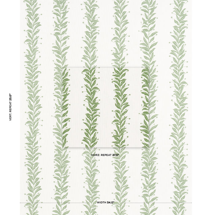 Schumacher Tendril Stripe Indoor/Outdoor Leaf Fabric 181672