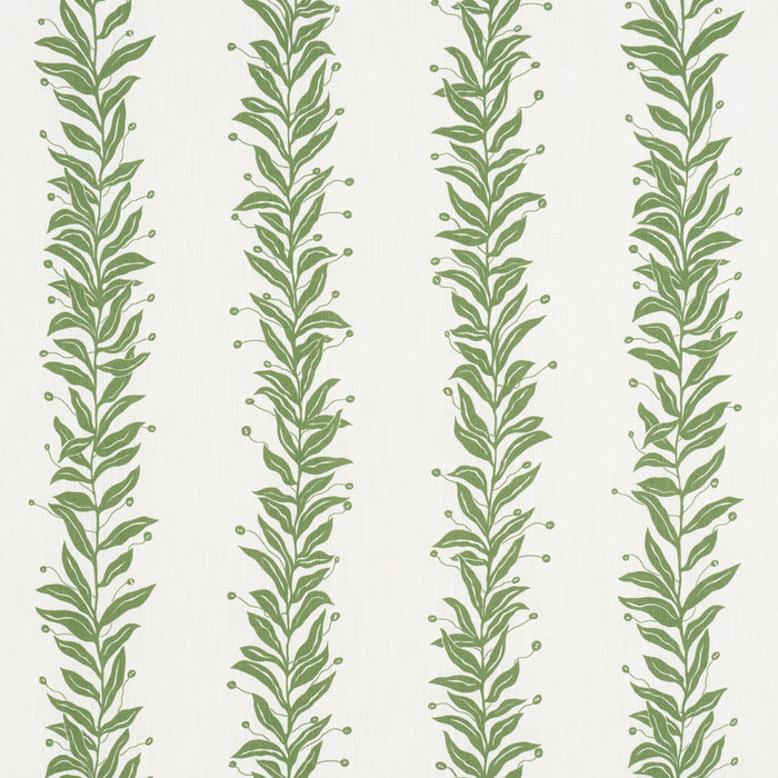 Schumacher Tendril Stripe Indoor/Outdoor Leaf Fabric Sample 181672