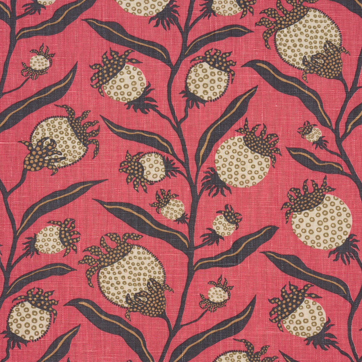 Schumacher Thistle Vine Red & Gold Fabric 181680