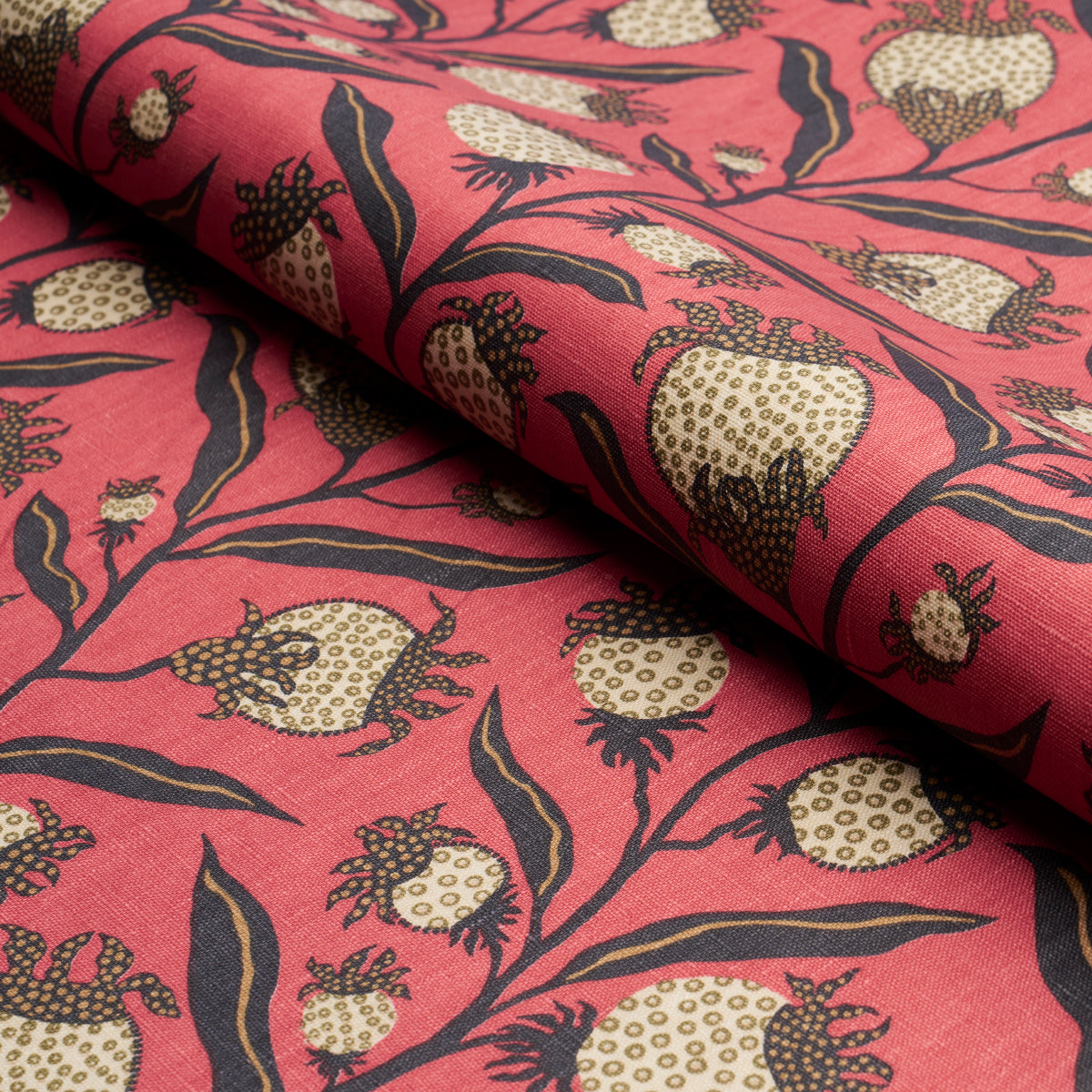 Schumacher Thistle Vine Red & Gold Fabric 181680