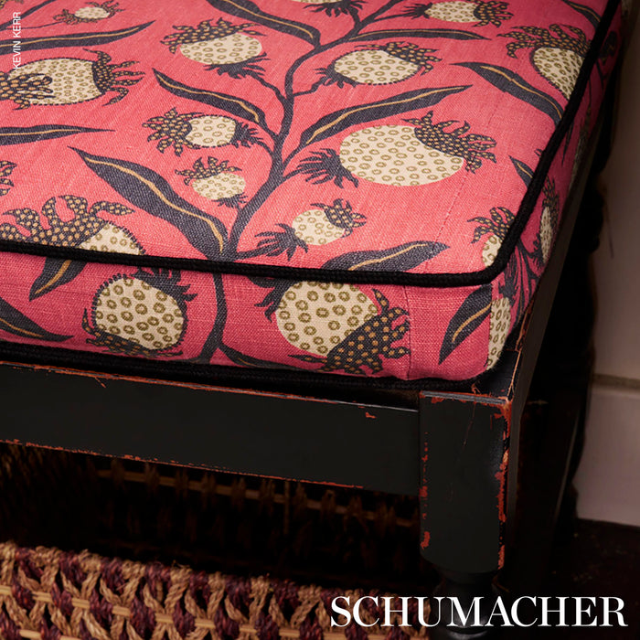 Schumacher Thistle Vine Red & Gold Fabric 181680