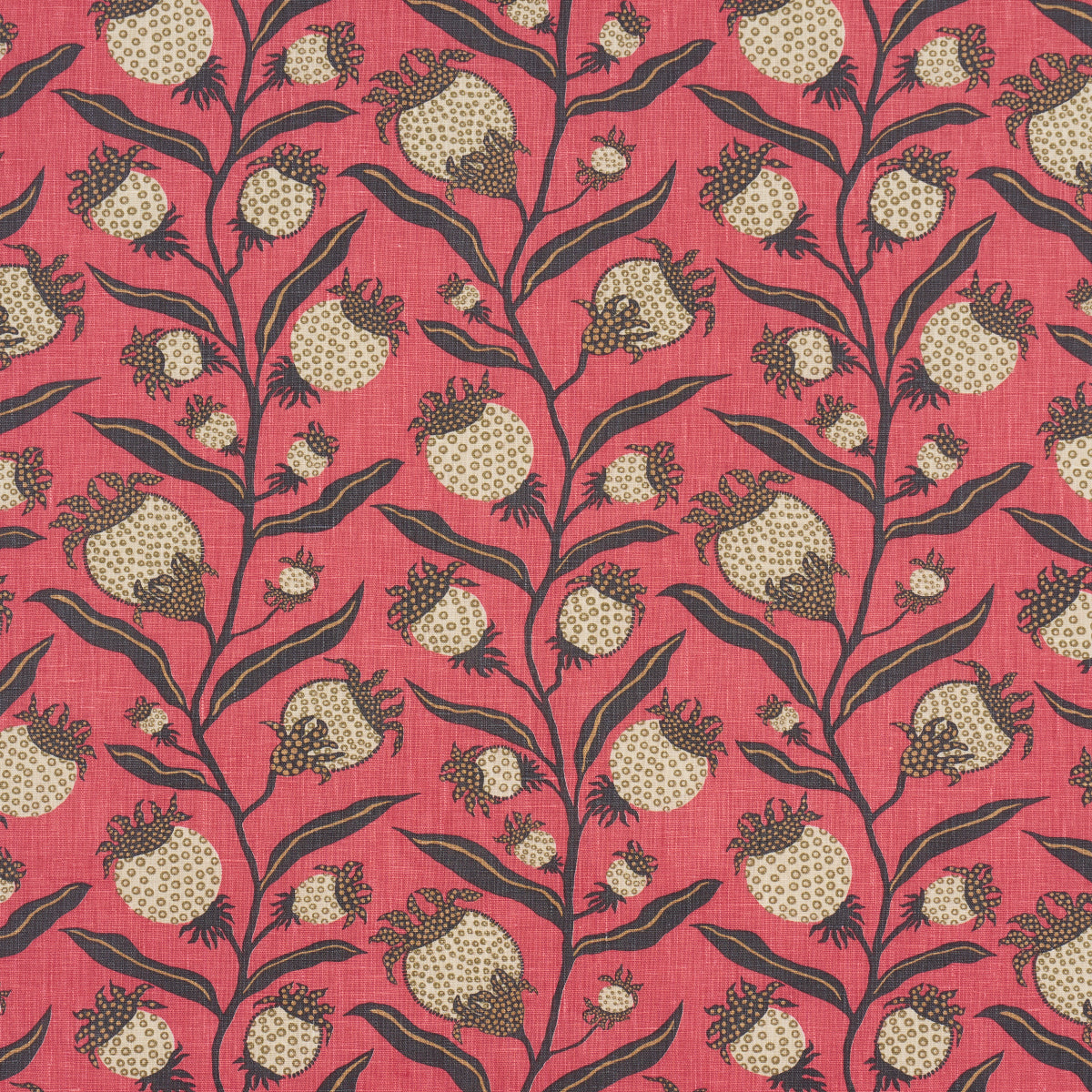 Schumacher Thistle Vine Red & Gold Fabric Sample 181680