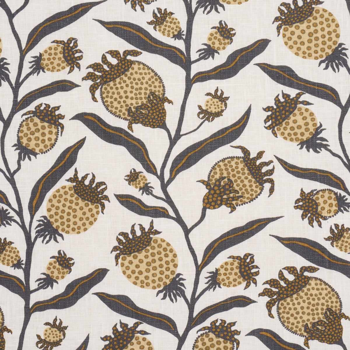 Schumacher Thistle Vine Black & Gold Fabric 181681