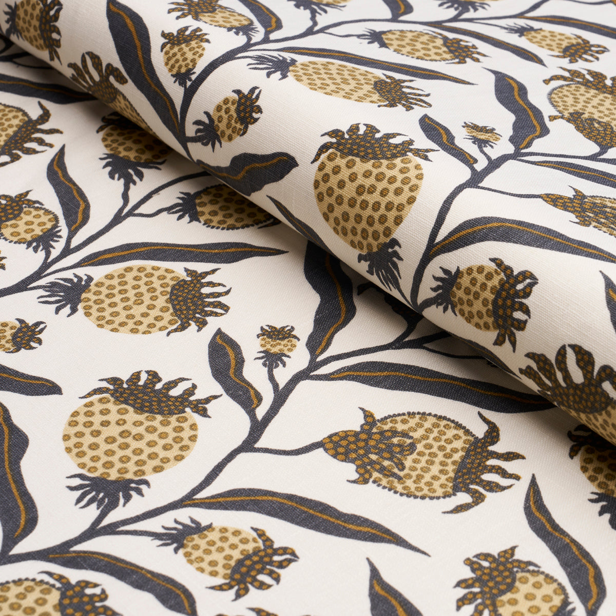 Schumacher Thistle Vine Black & Gold Fabric 181681