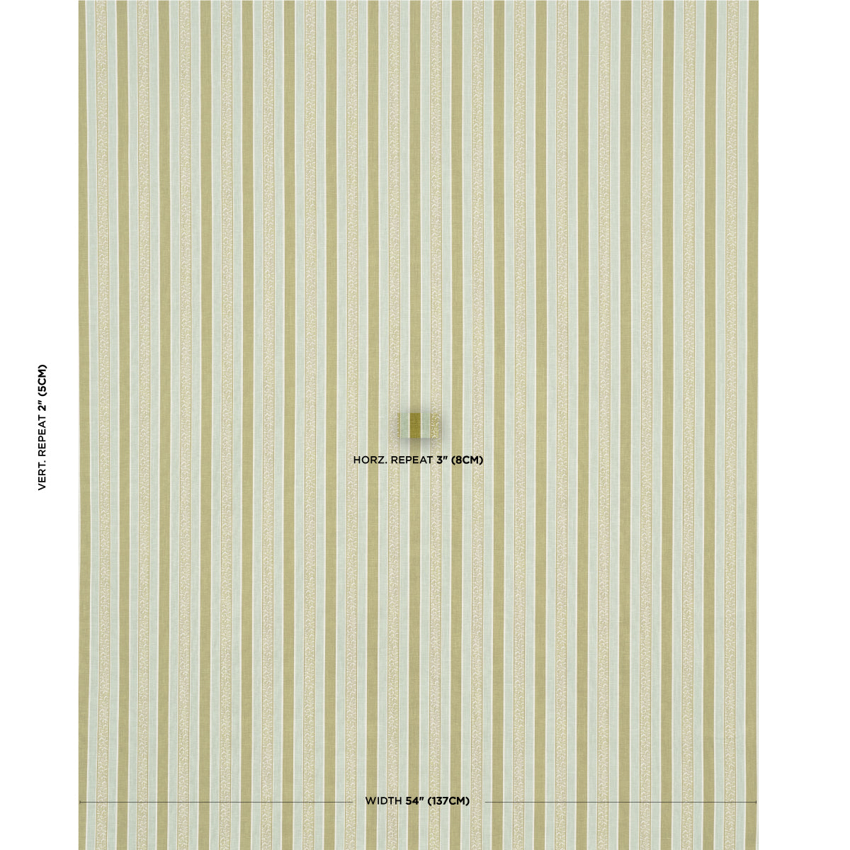 Schumacher Auguste Stripe Ciel & Leaf Fabric Sample 181711