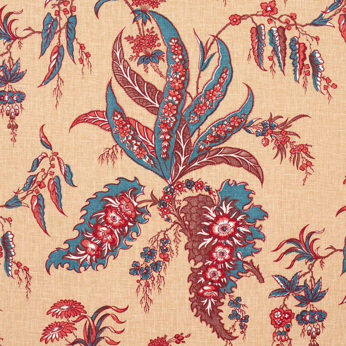 Schumacher Apolline Botanical Rouge & Bleu Fabric Sample 181730