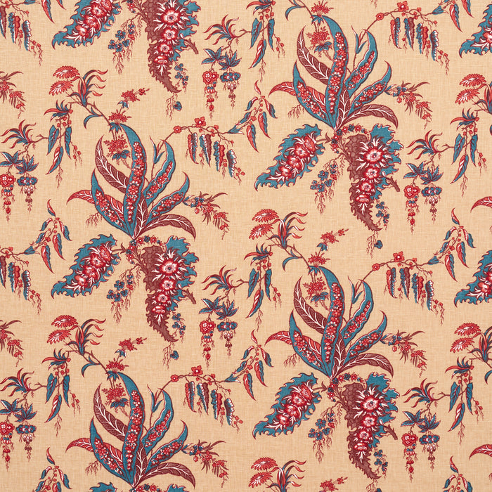 Schumacher Apolline Botanical Rouge & Bleu Fabric Sample 181730