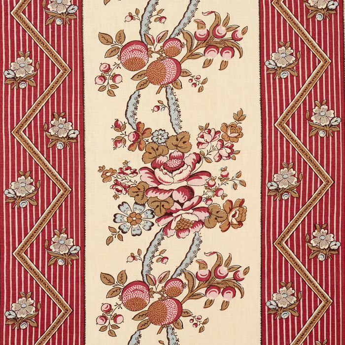 Schumacher Sylvain Floral Stripe Rouge Fabric Sample 181740