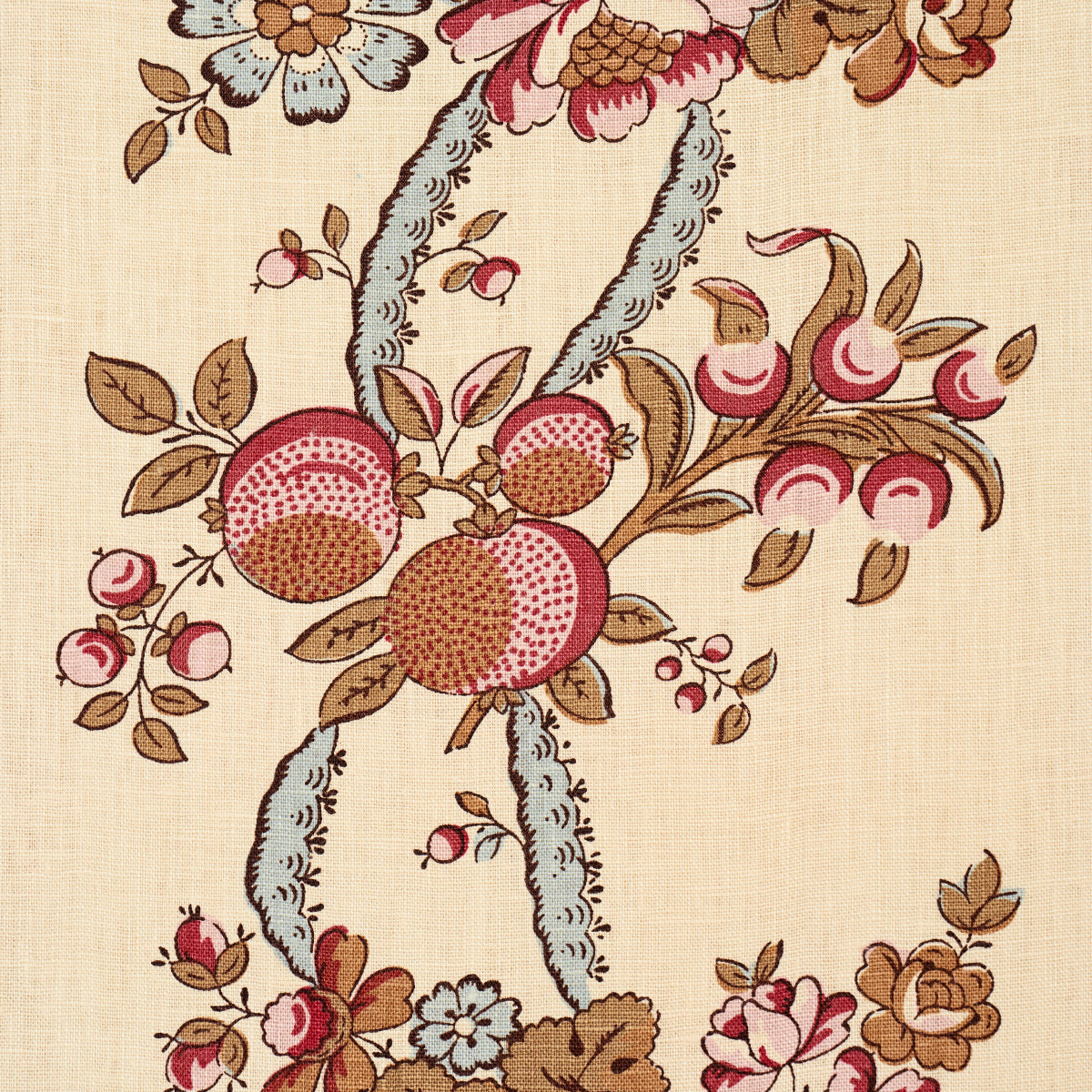 Schumacher Sylvain Floral Stripe Rouge Fabric Sample 181740