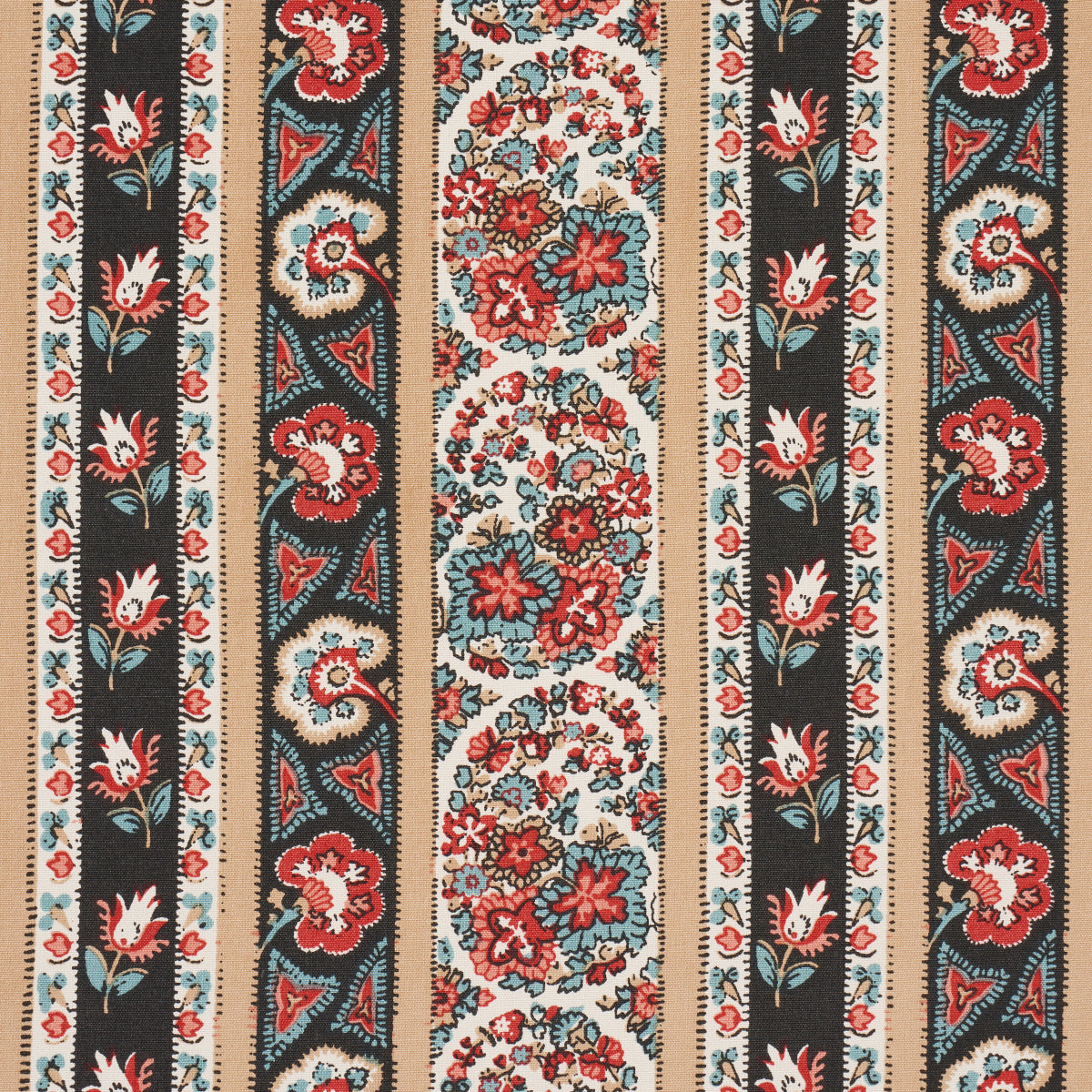 Schumacher Ines Paisley Rouge & Noir Fabric 181750