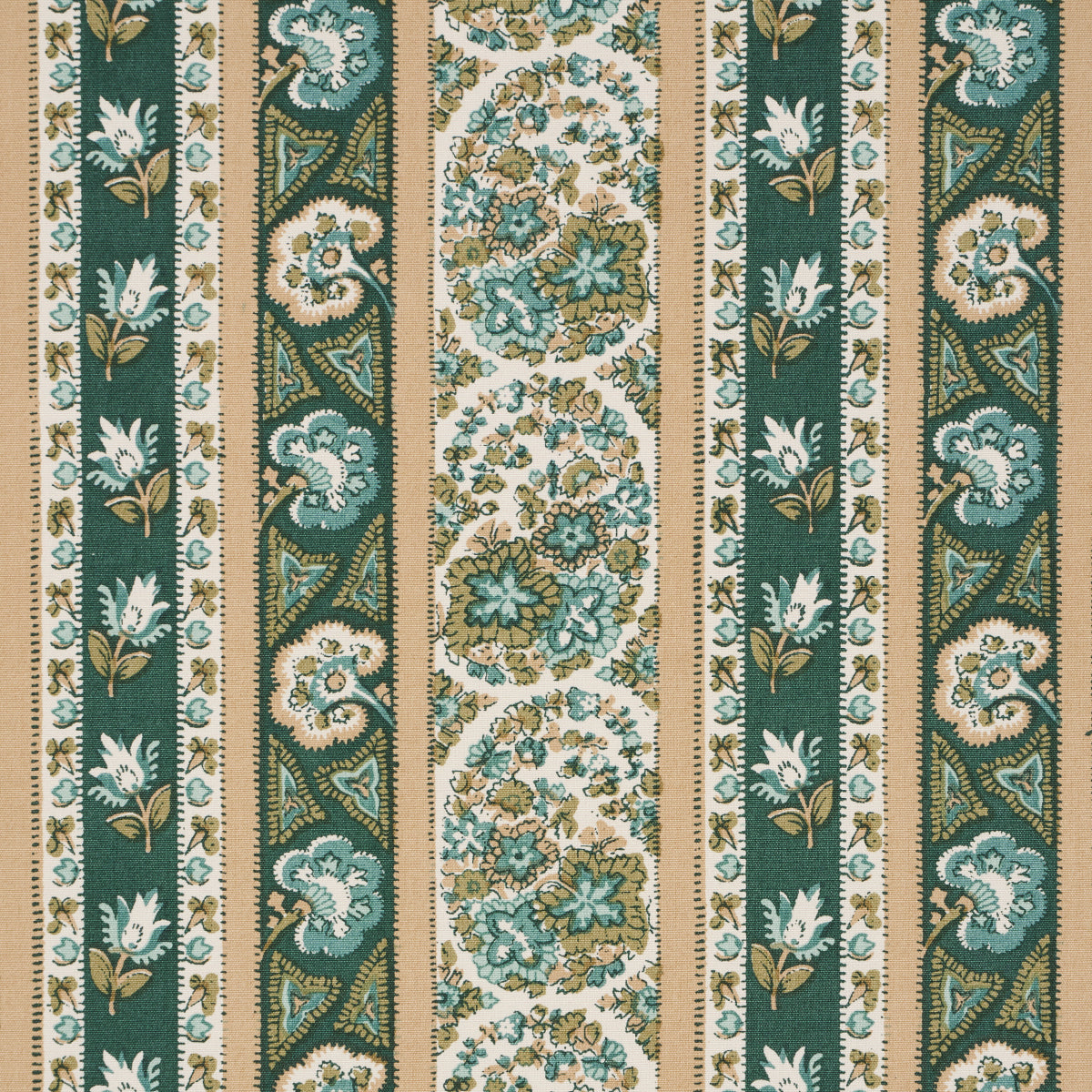 Schumacher Ines Paisley Mineral & Teal Fabric 181751