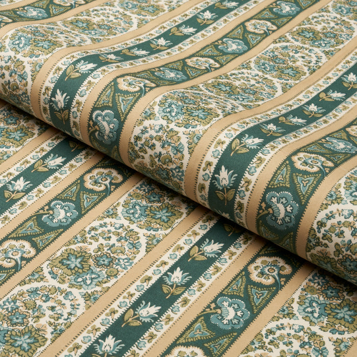 Schumacher Ines Paisley Mineral & Teal Fabric 181751