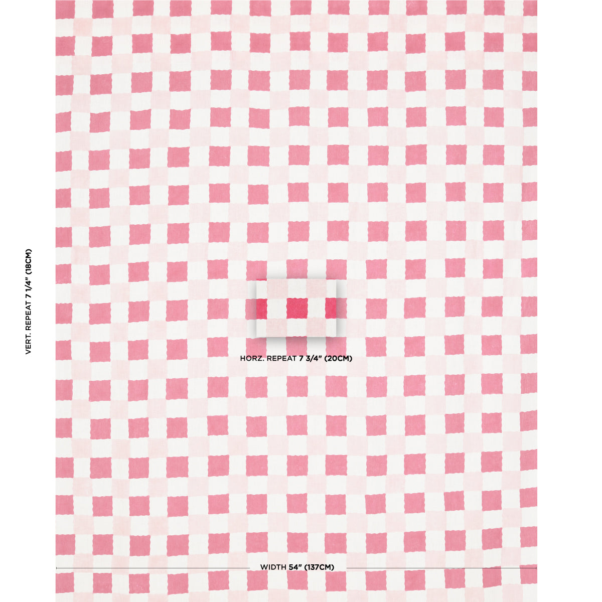 Schumacher Chequer Hand Block Print Pinks Fabric 181790