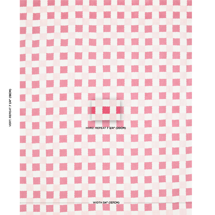 Schumacher Chequer Hand Block Print Pinks Fabric 181790