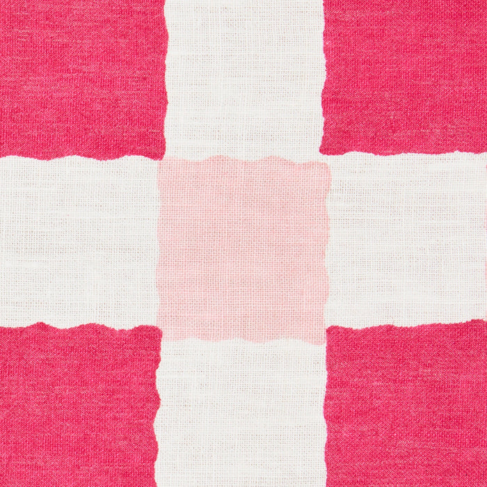 Schumacher Chequer Hand Block Print Pinks Fabric Sample 181790