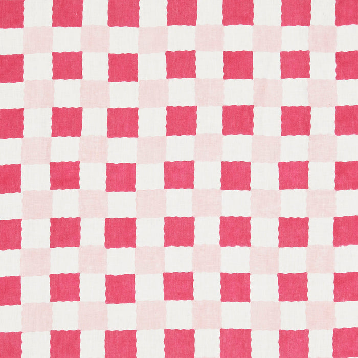 Schumacher Chequer Hand Block Print Pinks Fabric Sample 181790