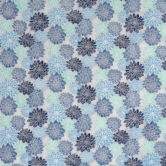 Schumacher Dahlia Hand Block Print Blues Fabric 181800