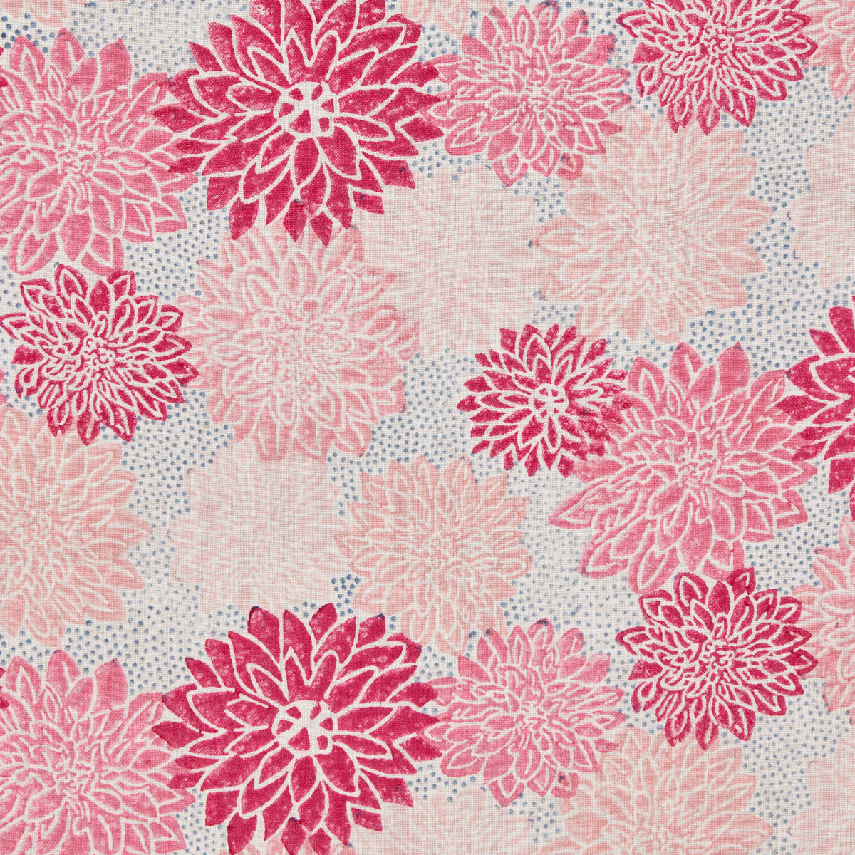 Schumacher Dahlia Hand Block Print Hot Pink Fabric 181801