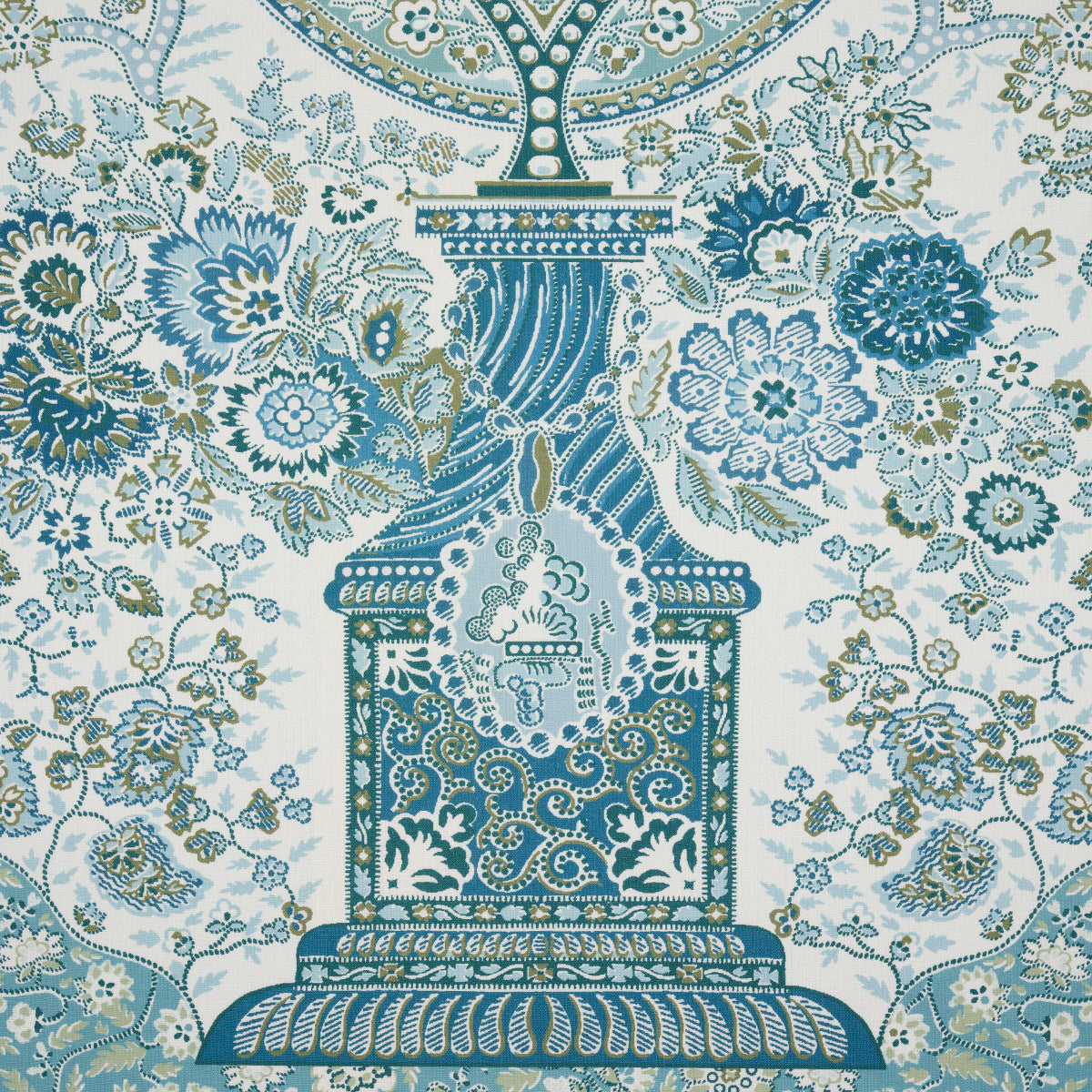 Schumacher Colmery Paisley Panel Peacock Fabric 181821