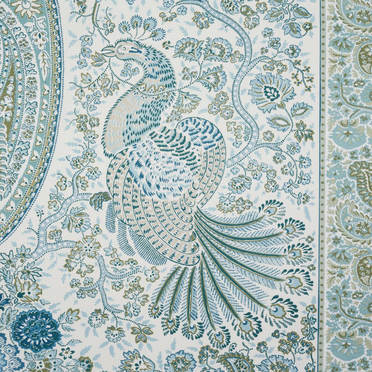 Schumacher Colmery Paisley Panel Peacock Fabric Sample 181821