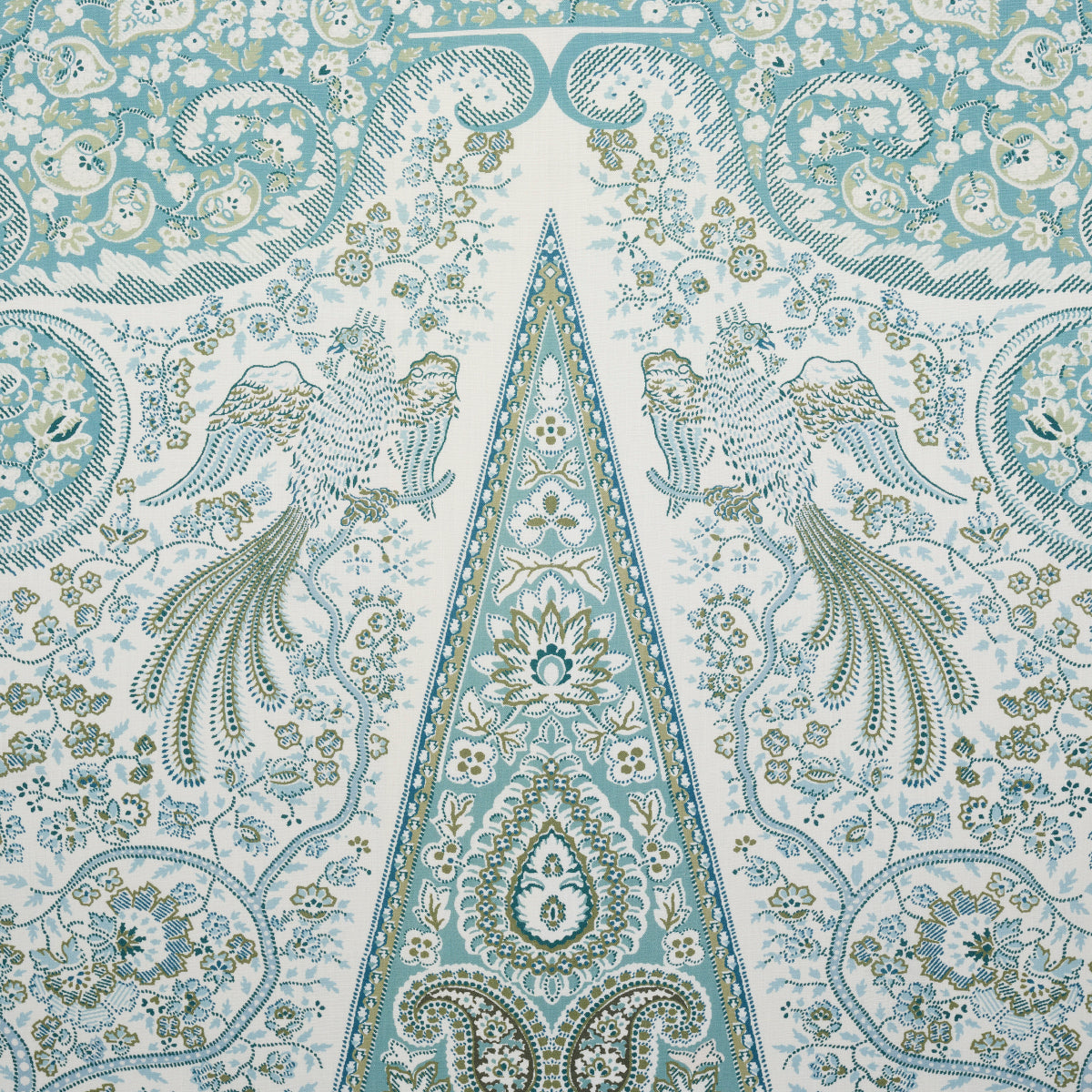 Schumacher Colmery Paisley Panel Peacock Fabric Sample 181821